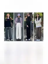 ブラック高腰ワイドパンツ【秋用・フィット・ストレートレッグ・小柄向け】