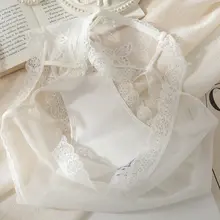 レディース シースルーレース トライアングルショーツ【透湿・綿ライニング・無痕デザイン】