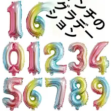 グラデーションカラーの数字型アルミ箔バルーン【誕生日パーティー用・レインボーカラー】