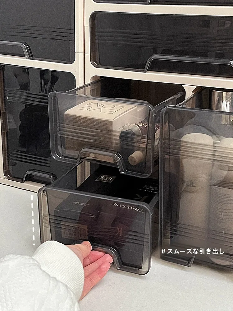 透明コスメ収納ボックス：見せない収納でデスクトップを高級感に