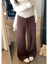 高腰のドローストリングパンツ【スタイル・淡黄色・夏用・ゆったりしたシルエット】（セットアップ対応）