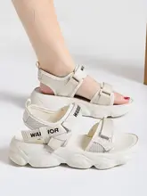 厚底ローマスタイルのマジックテープサンダル【夏用・女性用・外出向け】（セットアップ対応）