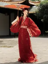 華やかなデザインの女性用春夏向け戦国風漢服【直裾・ドラッグトレイン・エレガントスタイル】（セットアップ対応）