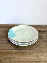 白樺の花デザイン 陶器製プレート【マット仕上げ・創意サラダ皿・丸型・家庭用】