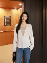 春用オフショルダートップス【デザイン襟・アセテートパール装飾】