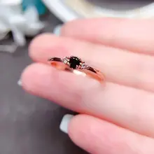 S925シルバー製 ブラッククリスタル開口デザインリング【シンプル・女性用】