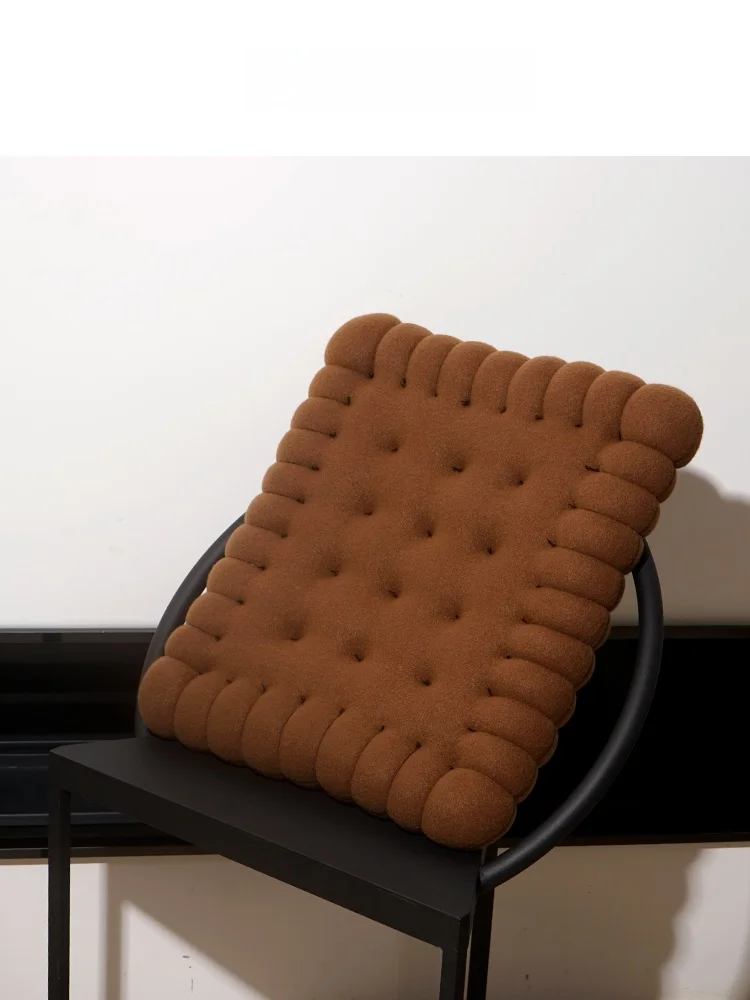 クッキー型クッション 厚手 短毛 チョコレート色 40×45cm 北欧風 椅子用と畳用に最適