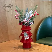 陶器製クリスマス花瓶【水耕栽培・赤い靴・デスクトップ飾り】