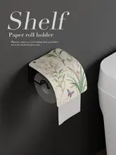 花鳥デザインの壁掛けトイレットペーパーホルダー【穴あけ不要・洗面所用】
