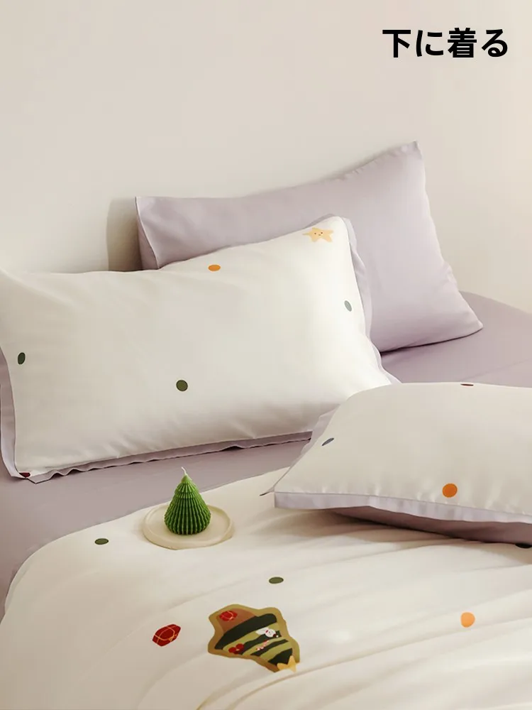 夏用ドット柄布団カバー NELA HOME ライセール素材の肌触りが良い4点セット