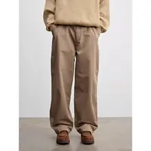コットンシルキー生地のゆったりストレートパンツ【通勤・カジュアル対応】
