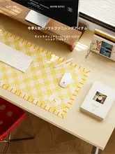 ブルーチェックの超大きなマウスパッド【防水・油汚れ防止・ゲーミング・デスク用】