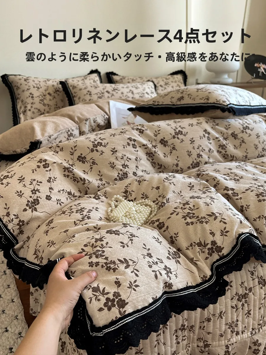フランス風レトロリネンベッドセット：法式レトロデザインと高支高密原麻の肌触り