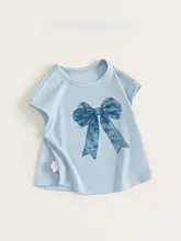 ノースリーブTシャツ キッズ ガールズ 蝶結び プリント ゆったり 薄手 シンプル 甘め 夏