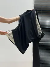 黒のラフネックレース風長袖Tシャツ【女性用・秋冬インナー・フィット】