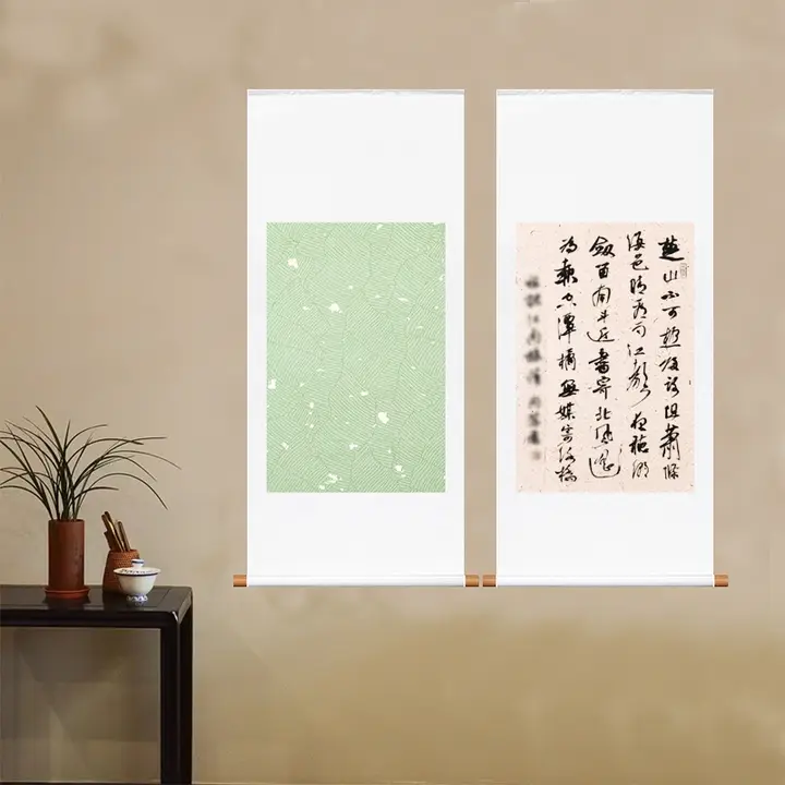 高級手作り和紙空白掛け軸【書道・禅空間の装飾用】