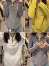 ダブルサイドフリース 厚手立ち襟長袖トップス【大きいサイズ・春用・おしゃれ】