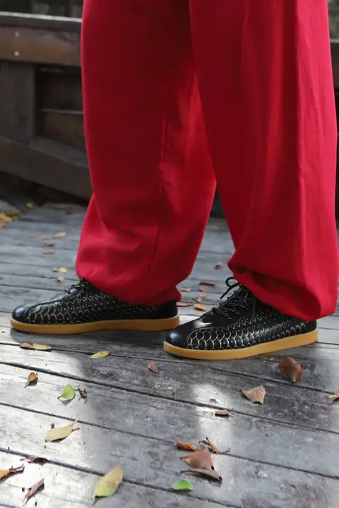 Feng Qing Yang 太極拳シューズ【本革・ゴムソール・黒】