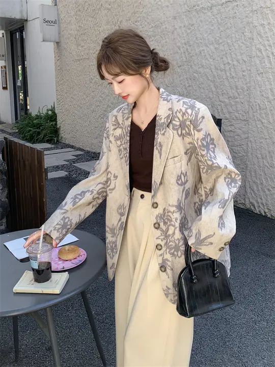 国風デザインの提花ダウンコート【春秋用・レディース・高級感あるエレガントスタイル】
