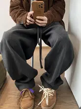 冬季ヴィンテージ風グレーのイージーパンツ【ウエストゴム・ストレートカット】