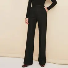 ウォームニットコットン素材のストレートパンツ【高腰・ワイドレッグ・秋冬用】（セットアップ対応）