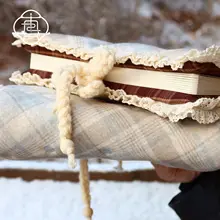 泡芙雪人デザインのレトロ手帳【手作り布カバー・日記用・A5サイズ】