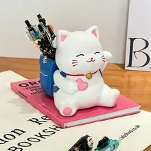 招き猫 ペン立て 卓上収納 コスメ収納 文房具収納 チャイナテイスト かわいい おしゃれ オフィス 学生 置物 インテリア