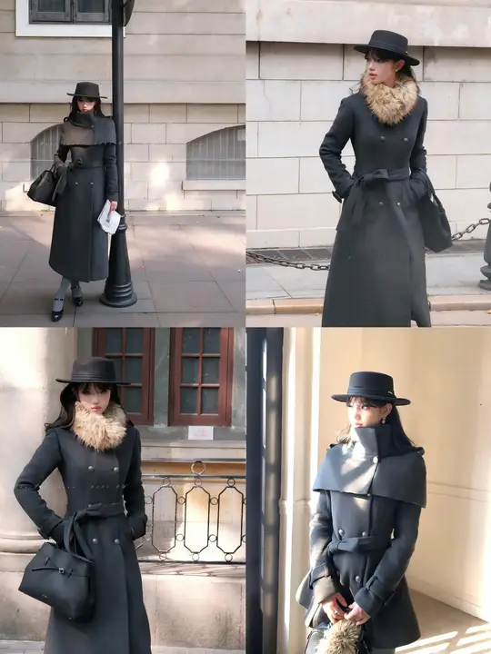 ダッフルコート【ダブルブレスト・ウール混・エレガントデザイン・長め丈】