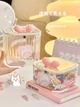 透明なヘアアクセサリー収納ボックス【かわいいデザイン・デスク用・髪ゴム・ヘアクリップ収納】