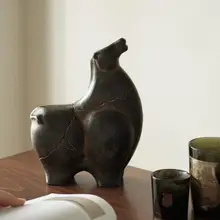 栗石製 抽象的な玉石風馬の置物【新中式・インテリア装飾用】