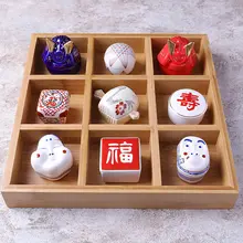 調味皿 九宮格 日本陶器 小皿 不規則 蓋付き ソース皿 レトロ 珍味皿