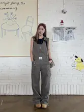 美式ヴィンテージデザインのワークサロペット【水洗い加工・多ポケット・カジュアル】（セットアップ対応）