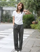 白色 Uネック 半袖 Tシャツ 女性 夏用 ゆったりとした コットン