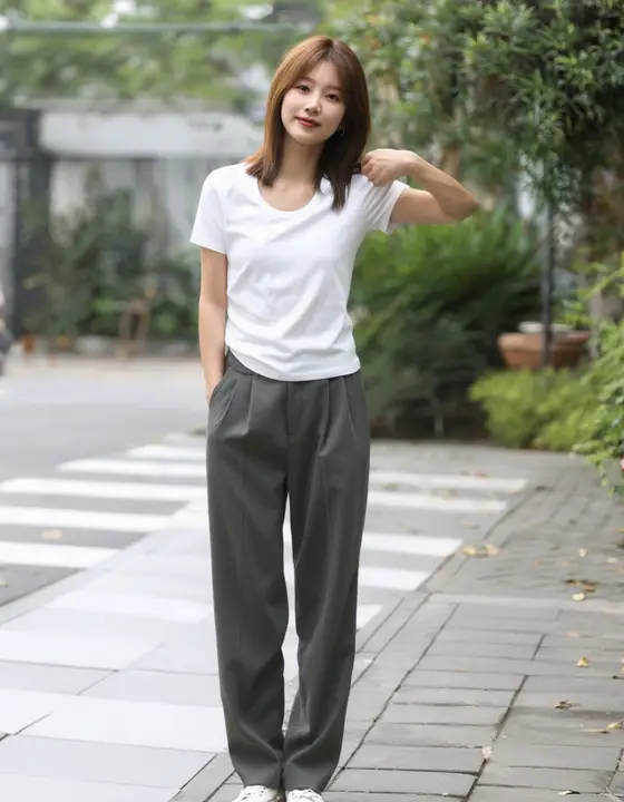 白色 Uネック 半袖 Tシャツ 女性 夏用 ゆったりとした コットン