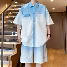 泡泡シフォン生地のカジュアルスポーツウェア【夏用・速乾・短袖シャツ・ショートパンツ・セットアップ対応】