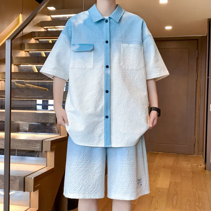 泡泡シフォン生地のカジュアルスポーツウェア【夏用・速乾・短袖シャツ・ショートパンツ・セットアップ対応】