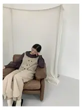 葡萄色の綿ツイード 二重レース襟シャツ