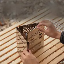 アウトドア用ステンレス製折りたたみバーベキューコンロ【二重構造・ミニ・炭火焼き・キャンプ用】