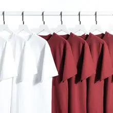 葡萄色の重厚なコットン製夏用ラウンドネック半袖Tシャツ【シンプルで多用途・カップル向け】