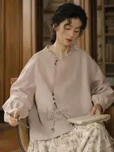 藕粉色のテキスタイルデザイン 短丈ジャケット【春用・ゆったりシルエット】