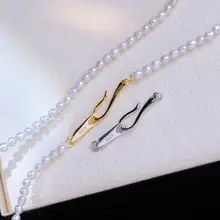 S925純銀製 フック付きパールネックレス・ブレスレット金具【インスタ風・シングルパールデザイン】