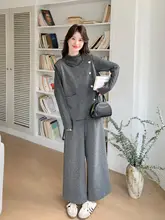 グレーのファッションスーツ【春用・フレンチスタイル・タンクトップ・ワイドパンツ・スリムフィット】（セットアップ対応）