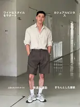 デザイン性が高い！イタリアンカットのダブルプリーツショートパンツ【ビジネスカジュアル・男性用】