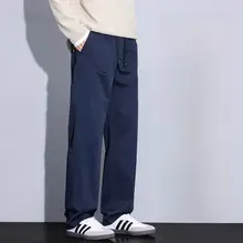 コットンストレッチカジュアルパンツ【柔らかいフィット・パンツストレート・カーキ色・春秋用】