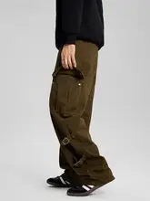 アメリカンレトロ工装パンツ【秋冬用・ゆったりストレート・結束バンド付き・カジュアル】