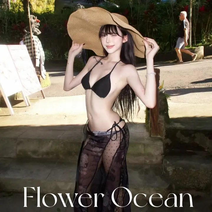 ロマンティックなメッシュビキニ【セクシー・リゾートビーチスカート・三点セット】（セットアップ対応）