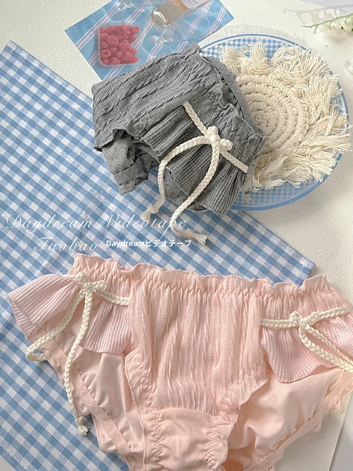 麦穗 コットン製 リボン付き三角パンツ【透湿・快適・可愛いデザイン】