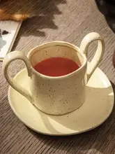 陶器製コーヒーマグカップ【侘寂風・家庭用・ミルクやお茶に最適】