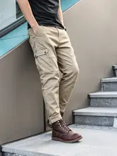 TickTock メンズ ストレッチ工装パンツ【スリムフィット・ウォッシュ加工・多ポケット・厚手・束脚デザイン】