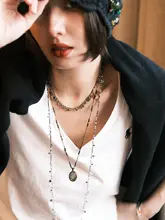 秋冬用！重ね付け可能なデザインのレトロネックレス【スタイリッシュ・小ぶり】